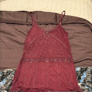 Abercrombie & Fitch Burgundy Dress with Silver Accents